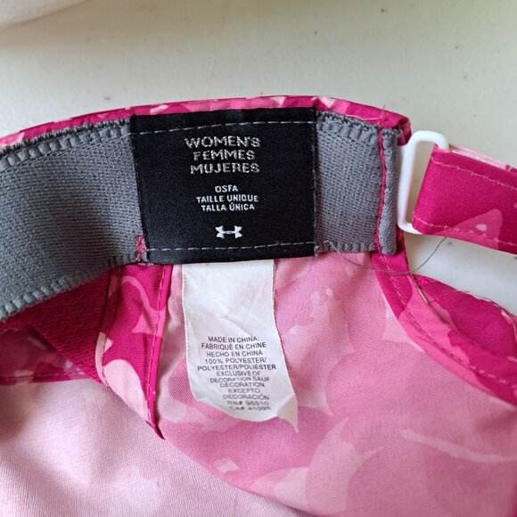 Under Armour Womens Pink Camo Adjust Baseball Cap Hat Poly Casual Golf - Picture 3 of 8